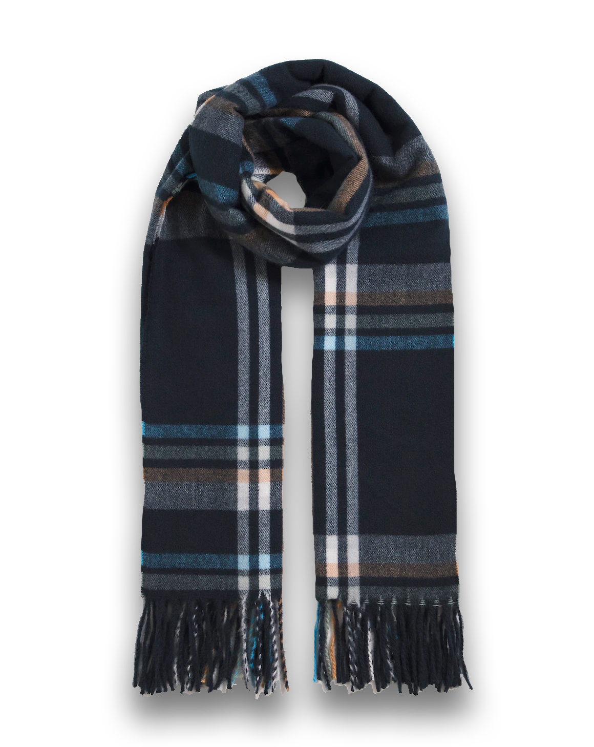 Check Detail Scarf Navy